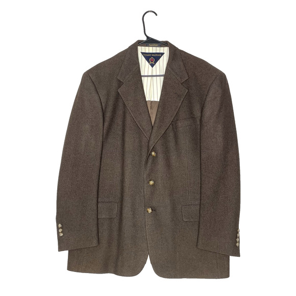 Tommy Hilfiger Blazer Jacket 42R Brown Wool 3 Button USA Old Money Preppy - Picture 1 of 10
